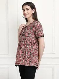Dh@ni Women's Rayon Printed Round Neck 3/4 Sleeves Tunic Tops/Short Kurti (DET01-P)-thumb3