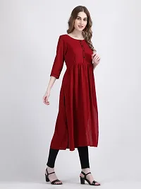 Dh@ni Women's Rayon Round Neck 3/4 Sleeves Angarkha Maternity Dress Feeding Kurti with Zipper (Maternity Kurti-3)-thumb2