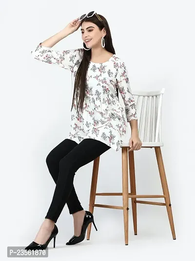 Dh@ni Women's Rayon Printed Round Neck 3/4 Sleeves Tunic Tops/Short Kurti (DET01-P)-thumb2