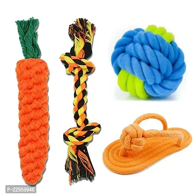 Rope Toys for Dogs, Puppy Chew Teething Rope Toys Set of 4 Durable Cotton Dog Toys for Playing and Teeth Cleaning Training Toy - Color May Vary-thumb0