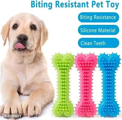 Pack of 2 Dog Toys I Squeaky Chicken + Bone for Dogs I 100% Natural Rubber I Safe  Non-Toxic Chew Toys for Dogs I Puppy Teething  Dental Cleaning for Puppies/Dogs-thumb2