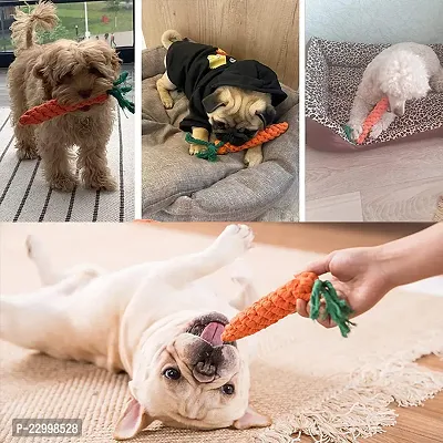 Pack of 2 Dog Toys I Squeaky Chicken + Carrot Rope Dog Toys I 100% Natural Rubber I Safe  Non-Toxic Chew Toys for Dogs I Puppy Teething  Dental Cleaning for Puppies/Dogs-thumb4