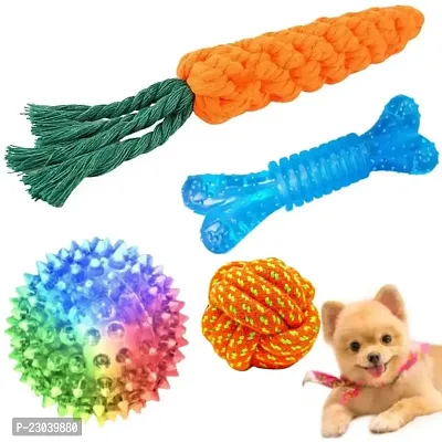 Dog Chew Toys for Small to Medium Dogs Durable Rope Dog Toys for Aggressive Chewers, Rubber Chew Ball, Bone Toys, Teeth Cleaning for Medium Breeds - Color May Vary-thumb0