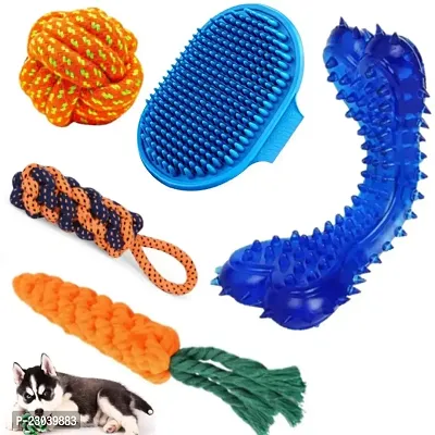 Dog Chew Toys for Medium Dogs Durable Rope Dog Toys for Aggressive Chewers, Rubber Bathing Glove for Dog, Spike Bone Teeth Cleaning for Medium Breeds - Color May Vary-thumb0