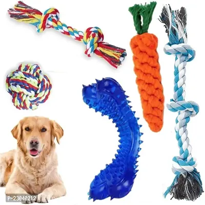 Dog Rope Toys, Durable Braided Cotton Pet Chew Rope Toys for Dog Cat Puppy Rubber Bone Teeth Cleaning - Color May Vary