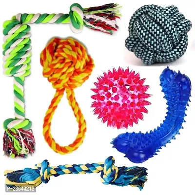 Dog Toys for Puppies  Medium Dogs Toys | Rope Ball Toy | Chew Toys Cotton, Rubber Ball, Chew Toy, Rubber Toy, Tug of War Indoor Outdoor Interactive Dog Toys - Color May Vary