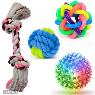 Puppies Toys 4 in 1 Combo Pack Toys Chewable Rope Teething Playing Toys Interactive Toys - Color May Vary