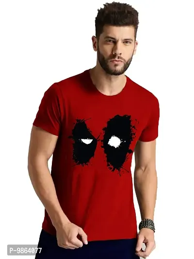 VIKCLIQUE Deadpool Superheroes Printed Half Sleeve Round Neck Navy Blue T-Shirt for Men's/Boy's