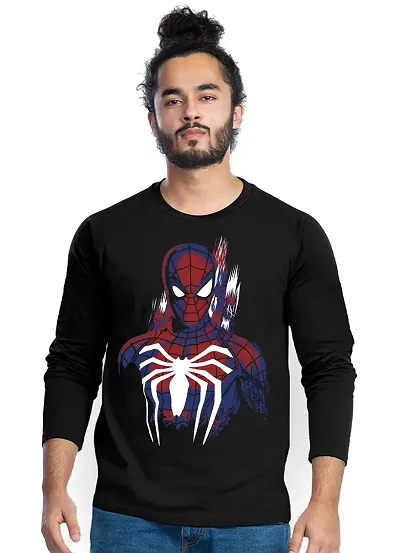 Trendy Full Sleeve Blend Avengers Spiderman T-Shirts For Men