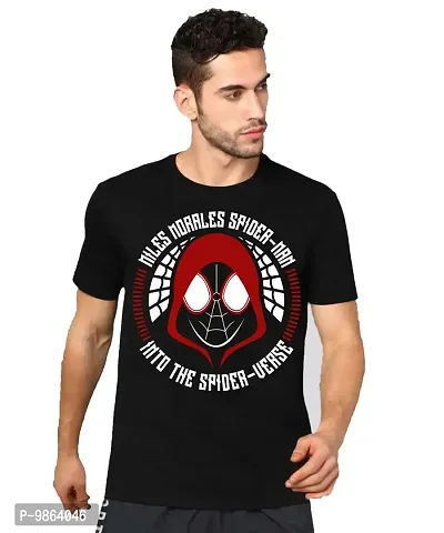 VIKCLIQUE Marvel Spiderman Venom Cotton Blend Printed Half Sleeve Round Neck Black T-Shirt for Men's/Boy's