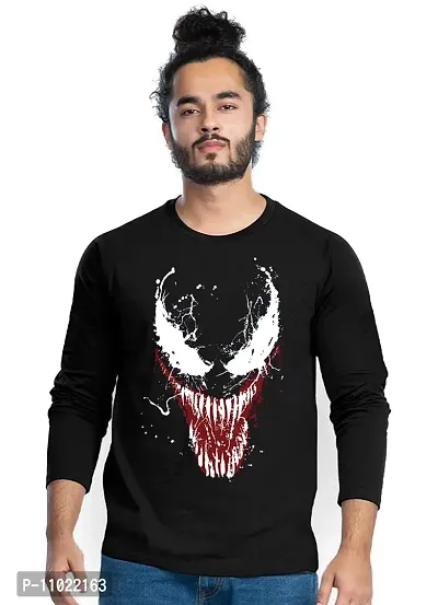 Trendy Full Sleeve Black Printed Cotton Blend Avengers Venom T-Shirts For Men-thumb0