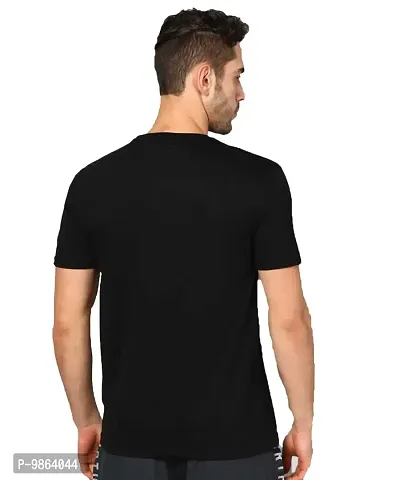 VIKCLIQUE Dhoni Thala Cotton Blend Printed Half Sleeve Round Neck Black T-Shirt for Men's/Boy's-thumb2