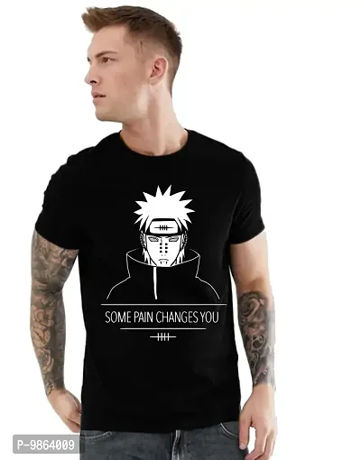 VIKCLIQUE Pain Naruto Anime Printed Half Sleeve Round Neck Black T-Shirt for Men's/Boy's-thumb0