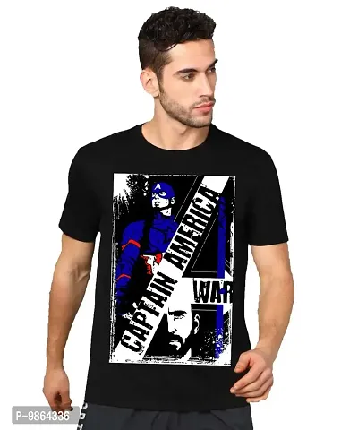 VIKCLIQUE Venom Avengers Captain America Ironman Printed Half Sleeve Round Neck Black/Blue T-Shirt for Men's/Boy's