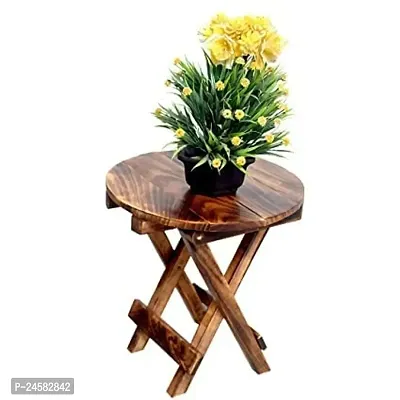 SNW Crafts Round Quality Wooden Best Stool For Lamp Stand-thumb0