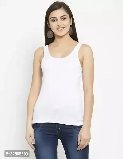 Stylish White Cotton Blend Camisole For Women