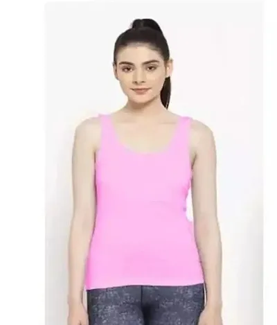 Stylish Blend Solid Tank Top For Women