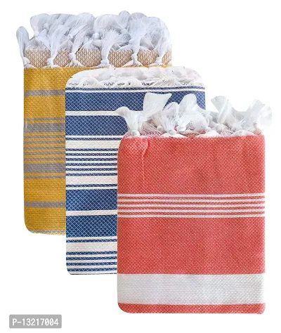 Stylish Fancy Designer Cotton Blend Self Pattern Bath Towels Pack Of 3-thumb0