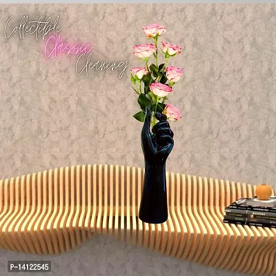 FURNISFOX Premium Flower vase - Vase for Living Room | Flower vase Long for Corner | House Warming Gift Black Color vase 7x7x25.5 cm-thumb5