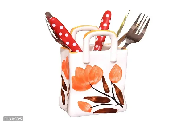 Mariner's Creation Space Saver Ceramic Cutlery Holder with fine Finishing (Multicolor, 15X8X15 cm)