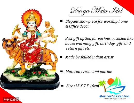 Mariner's Creation Sherawali MATA Rani Murti for Pooja Mandir and Home D?cor Perfect Statue Idol Made of Resin and Marble-thumb3