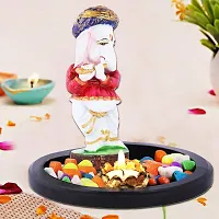 MARINER'S CREATION Resin And Marble Dust Ganesha Idol Playing Flute, 19.5 X19.5X19CM, White-thumb2