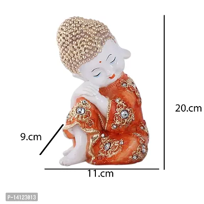 Mariner's Creation Resin, Marble Baby Buddha Statues Showpiece (Orange, 11x11x20 cm)-thumb5