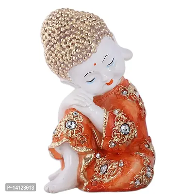 Mariner's Creation Resin, Marble Baby Buddha Statues Showpiece (Orange, 11x11x20 cm)-thumb3