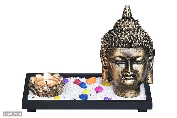 MARINER'S CREATION Polyresin Buddha Face Statue, 20X10X17 cm, Gold-thumb0