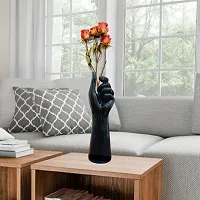 MARINER'S CREATION Premium Flower vase - Vase for Living Room | Flower vase Long for Corner | House Warming Gift Black Color vase 7x7x25.5 cm(POLYRESIN  MARBLE DUST)-thumb2