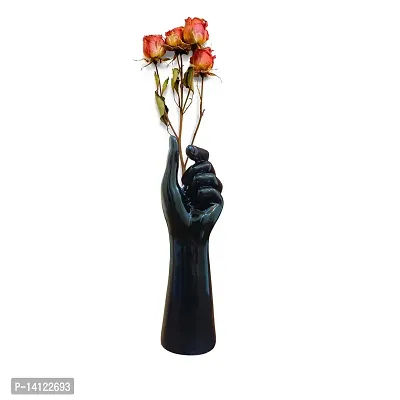 MARINER'S CREATION Premium Flower vase - Vase for Living Room | Flower vase Long for Corner | House Warming Gift Black Color vase 7x7x25.5 cm(POLYRESIN  MARBLE DUST)