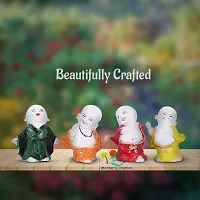 MARINER'S CREATION Polyresin and Marble Dust Cute Baby Laughing Buddha Set for Car Dashboard, Home Decor Peace and Harmony (6X4X10 cm, Multicolour)-thumb1