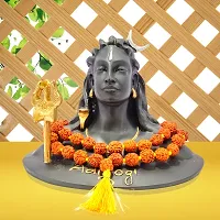 MARINER'S CREATION Resin, Marble Adi Yogi Shiv Shankara Murti Figurine With Rudraksha Mala | Adi Yogi Big Size Idol For Car  Home Decoration Items  Office Table Decor.Black  Golden- HEIGHT 13.5CM's-thumb1