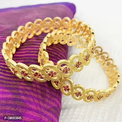 AD Stone Gold Plated Bangles-thumb0