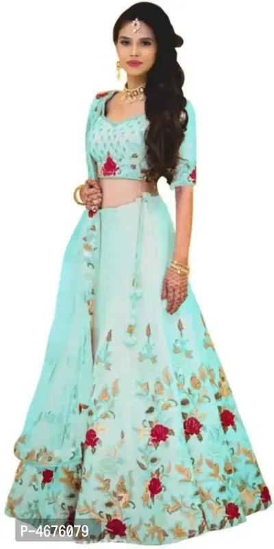 Attractive Art Silk Embroidered Semi Stitched Lehenga Choli-thumb0