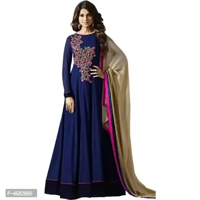 Latest Attractive Georgette Embroidered Semi-Stitched Ethnic Gown-thumb0