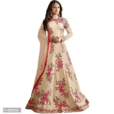 Latest Attractive Art Silk Embroidered Semi-Stitched Ethnic Gown-thumb0