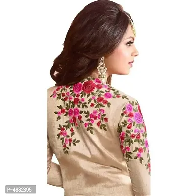 Latest Attractive Art Silk Embroidered Semi-Stitched Ethnic Gown-thumb2