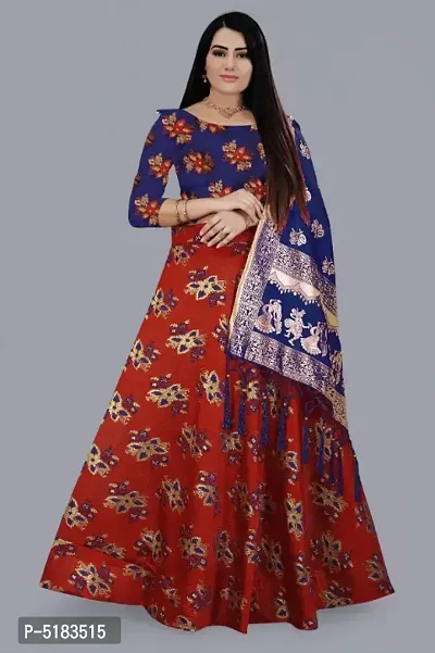 Beautiful Silk Jacquard Semi Stitched Lehenga Choli-thumb0