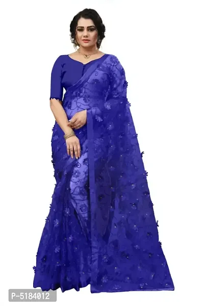 New Trendy Net Embroidered Saree with Blouse piece