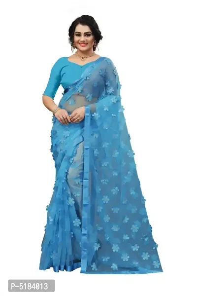 New Trendy Net Embroidered Saree with Blouse piece