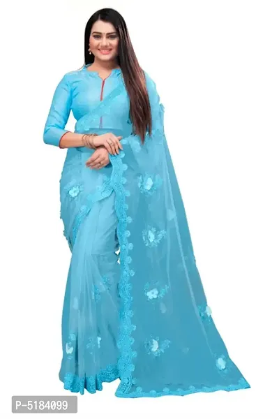 New Trendy Net Embroidered Saree with Blouse piece-thumb0