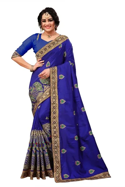 Beautiful Embroidered Silk Blend Bollywood Sarees