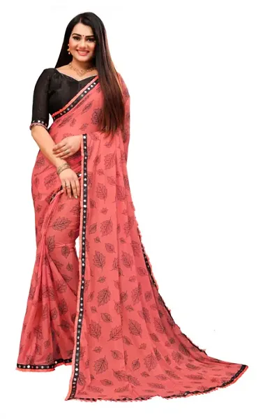 Beautiful Silk Blend Printed Bollywood Sarees