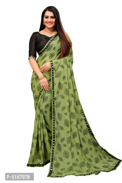 Beautiful Silk Blend Printed Saree with Blouse piece-thumb0