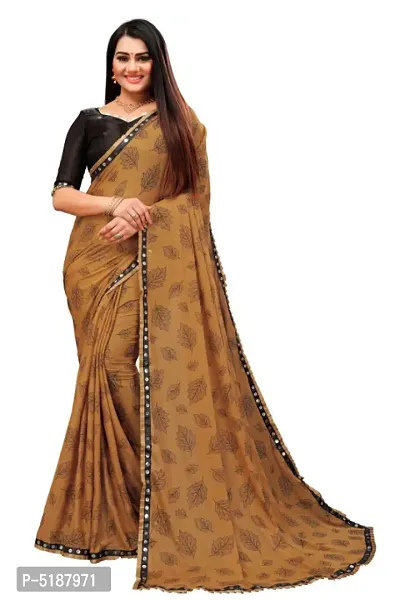 Beautiful Silk Blend Printed Saree with Blouse piece