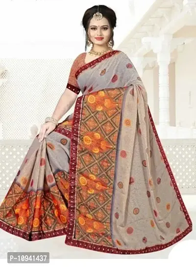 Beautiful Net Saree With Blouse Piece For Women