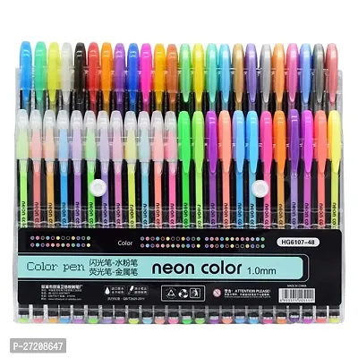 Classic 48 Pieces Neon Color Gel Pen Set For Coloring Kids Sketching Painting Drawing-thumb0