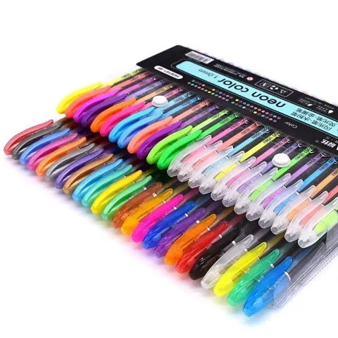 Classic 48 Pieces Neon Metallic Fluorescence Highlighter Pastel Gel Pen For Art Sketch Doodle Painting Drawing For Kids
