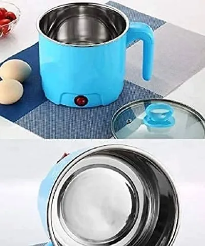 Electric 1.8 Liter Mini Cooker Kettle with Glass Lid Base Concealed Base Cooking Pot Noodle Maker Egg Boiler-Multicolor